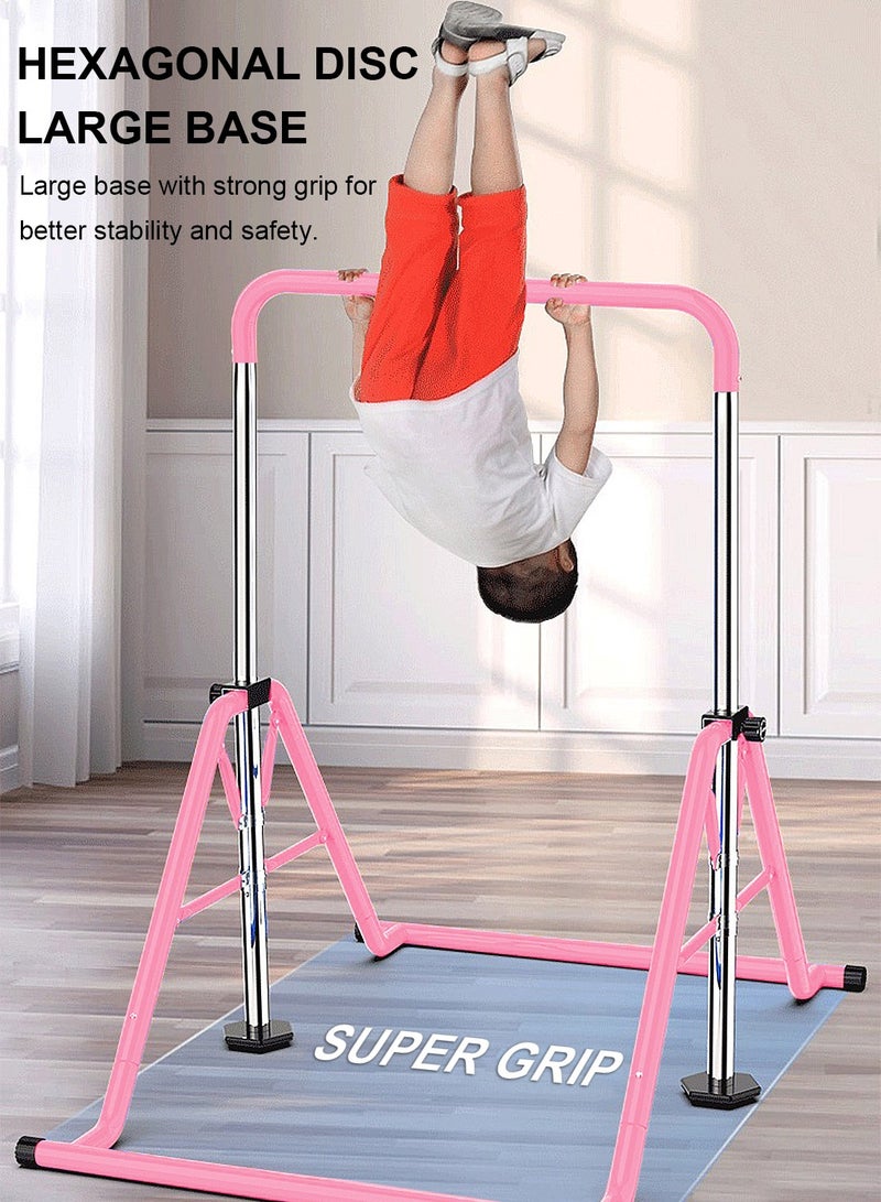 MaBaby Expandable Gymnastics Bar for Kids - Height Adjustable Junior Training Bar for Home, Folding Gymnastic Horizontal Bars Equipment with lifting rings - Image 3