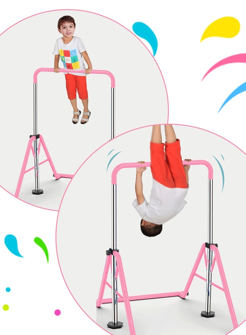 MaBaby Expandable Gymnastics Bar for Kids - Height Adjustable Junior Training Bar for Home, Folding Gymnastic Horizontal Bars Equipment with lifting rings - Image 5