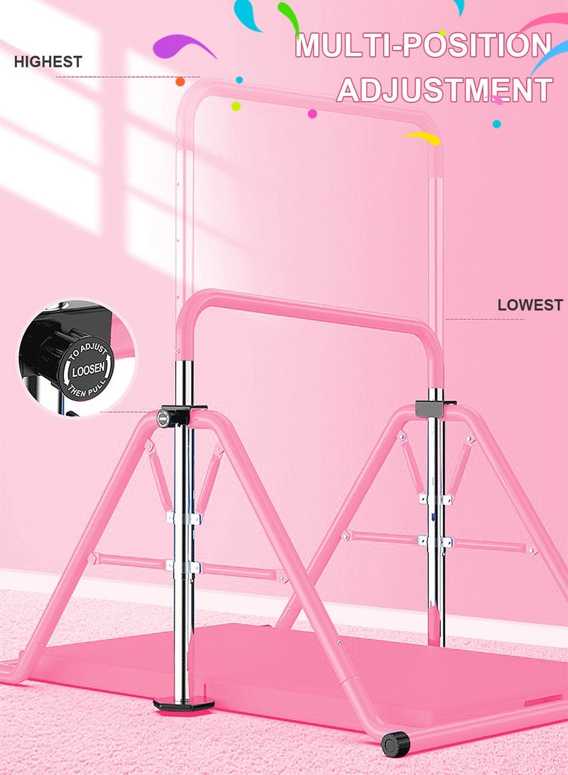 MaBaby Expandable Gymnastics Bar for Kids - Height Adjustable Junior Training Bar for Home, Folding Gymnastic Horizontal Bars Equipment with lifting rings - Image 4