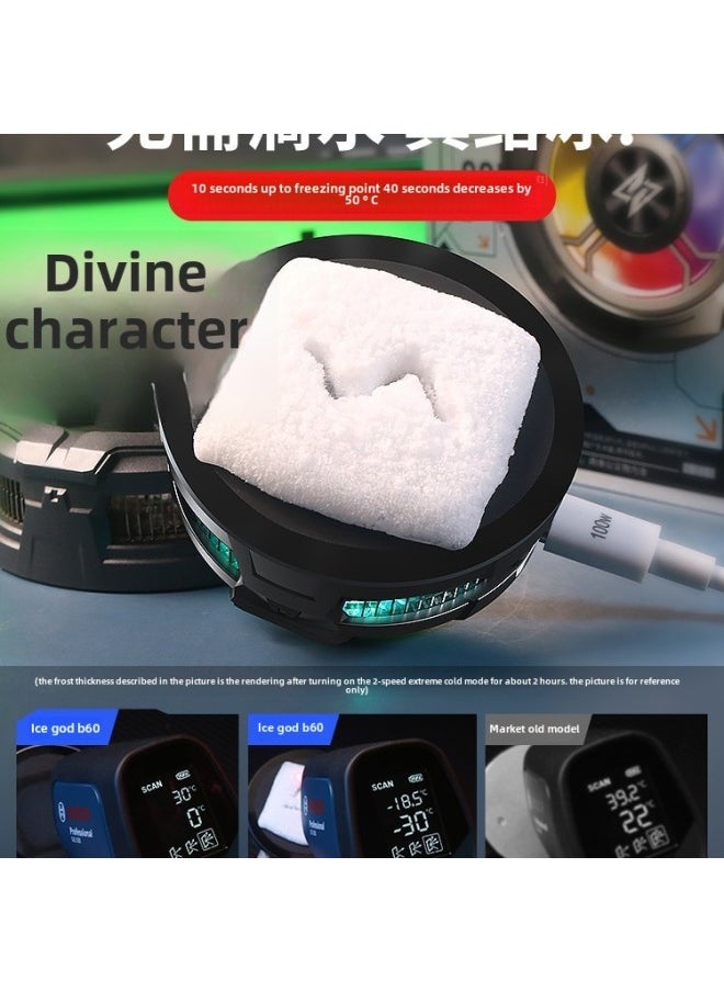 [True Icing] Magnetic Mobile Phone Radiator Cooling Artifact Semiconductor Refrigeration Live Special Back Clip Mute Wind-Color:Samurai Black [back Clip Style] Can Be Used On Both For Apple And Android √ Instant Cooling●Free Storage Bag + Finger Cot