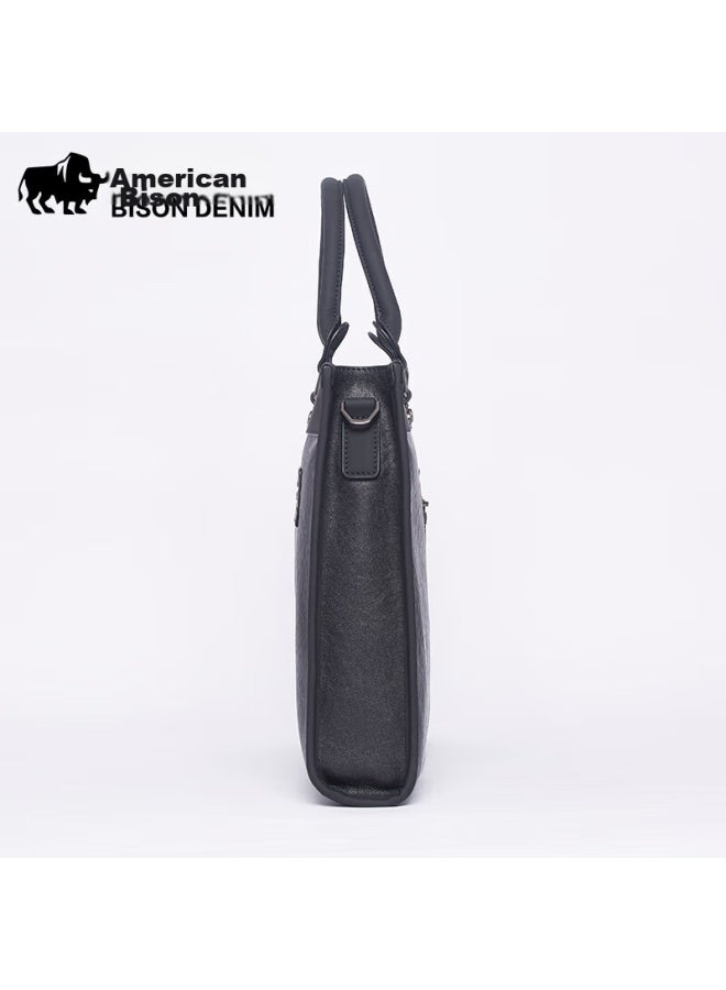American Bison Meizhouyeniou Briefcase For Men, Business Bag, Top-grain Leather, Casual Bag, Large Capacity Horizontal Handbag, Men's Gift - Image 5