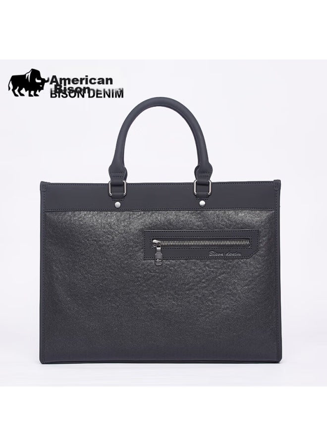 American Bison Meizhouyeniou Briefcase For Men, Business Bag, Top-grain Leather, Casual Bag, Large Capacity Horizontal Handbag, Men's Gift - Image 2