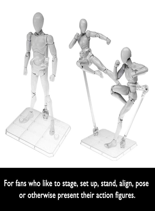 Migaven Action Figure Stand, 10pcs Assembly Action Figure Display Holder Base Doll Model Support Display Stand Compatible with HG RG SD SHF Gundam 1/144 Toy Clear - Image 3