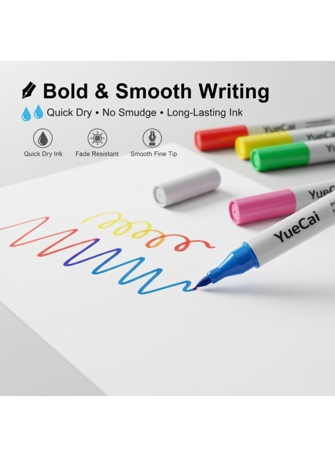 YUECAI 12 Pcs Permanent Colours Marker Set – Vibrant Waterproof Quick-Dry Markers, Fine Tip Multi-Surface Colored Pens for Paper, Plastic, Metal, Glass & Wood | Fade-Resistant, Smudge-Proof Ink for Home, Office, School & Art Projects - Image 5