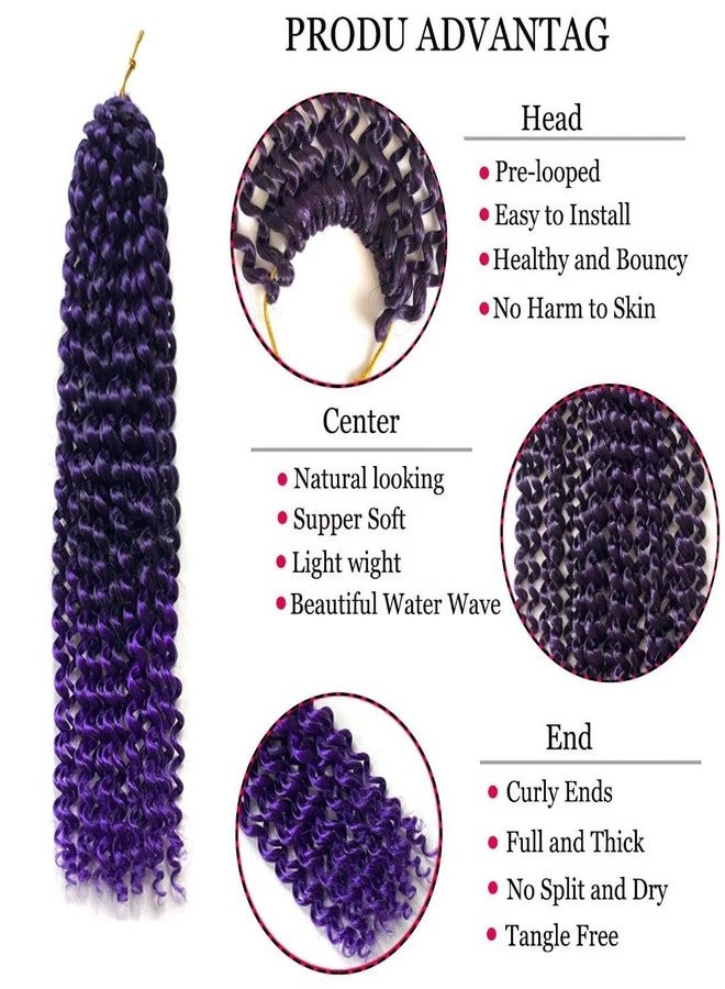 YOROSTAR 14inch Purple Water Wave Crochet Hair 6 Packs Ombre Passion Twists Crochet Hair for Butterfly Soft Locs Passion Twist Synthetic Crochet Hair Bohemian Locs Braiding Hair(14inch T1B/Purple#) - Image 2