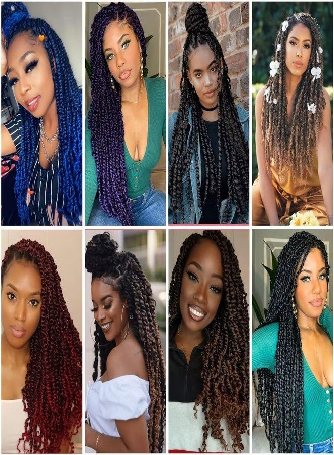 YOROSTAR 14inch Purple Water Wave Crochet Hair 6 Packs Ombre Passion Twists Crochet Hair for Butterfly Soft Locs Passion Twist Synthetic Crochet Hair Bohemian Locs Braiding Hair(14inch T1B/Purple#) - Image 4