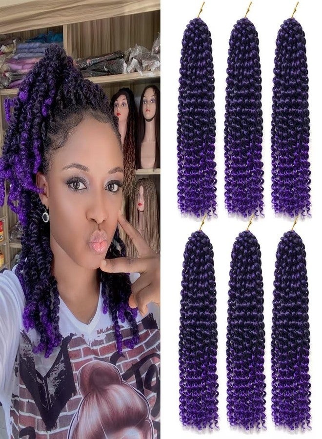 YOROSTAR 14inch Purple Water Wave Crochet Hair 6 Packs Ombre Passion Twists Crochet Hair for Butterfly Soft Locs Passion Twist Synthetic Crochet Hair Bohemian Locs Braiding Hair(14inch T1B/Purple#) - Image 1