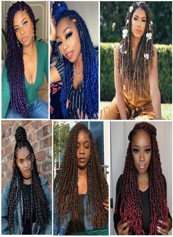 YOROSTAR 14inch Purple Water Wave Crochet Hair 6 Packs Ombre Passion Twists Crochet Hair for Butterfly Soft Locs Passion Twist Synthetic Crochet Hair Bohemian Locs Braiding Hair(14inch T1B/Purple#) - Image 5