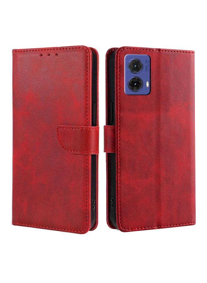 اس-توب جراب لهاتف Motorola Moto G85 5G جراب هاتف قابل للطي من جلد العجل مع مشبك - Image 1
