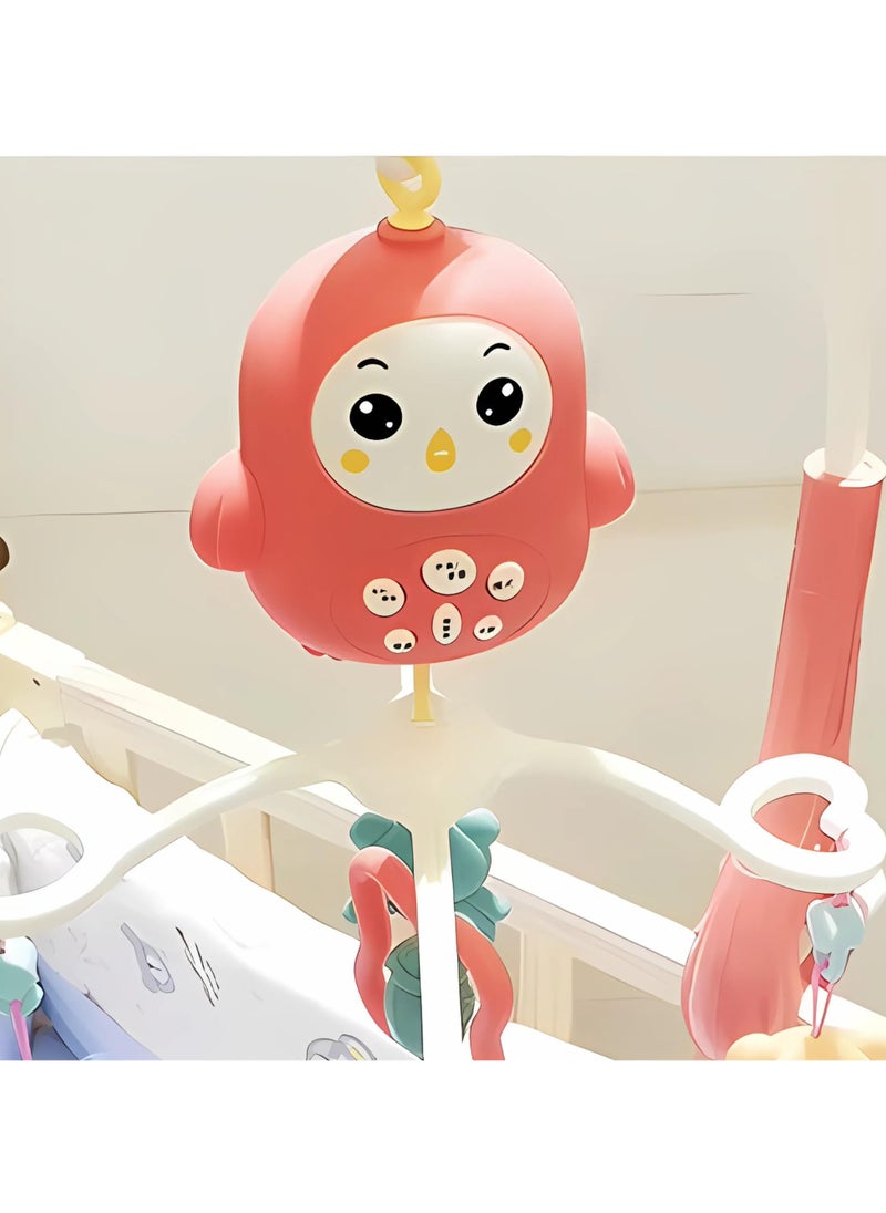 Twisoo Baby Crib Mobile with Music & Remote – 360° Rotating Hanging Rattle Toy Set for Newborns, Adjustable Stand, Soothing Melodies for 0-12 Months (Red)