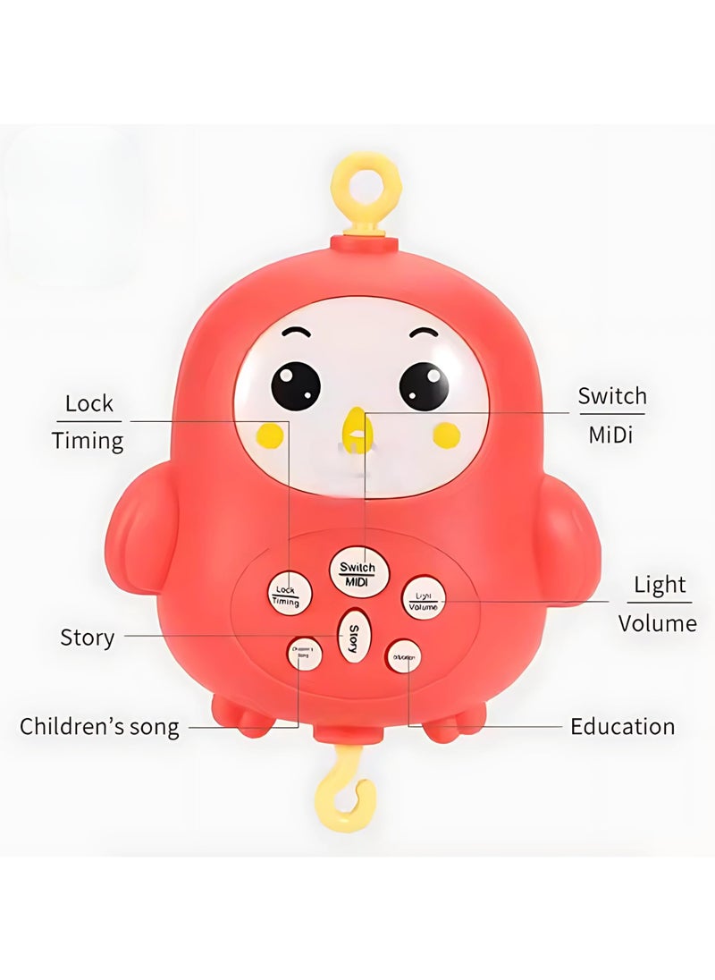 Twisoo Baby Crib Mobile with Music & Remote – 360° Rotating Hanging Rattle Toy Set for Newborns, Adjustable Stand, Soothing Melodies for 0-12 Months (Red)