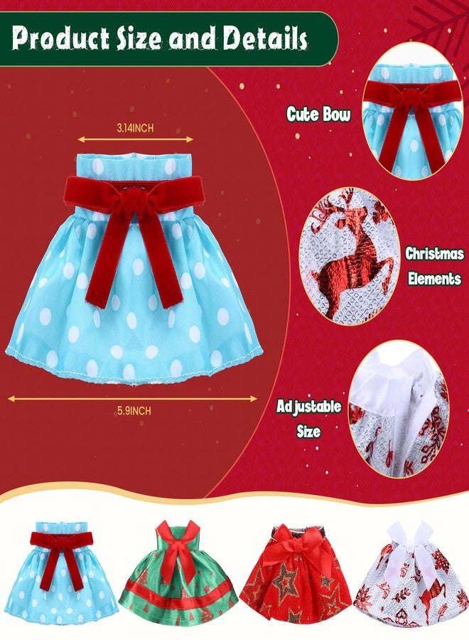 Woosytoo 12Pcs Christmas Elf Accessories Christmas Elf Doll Clothes Colorful Doll Skirts Scarves Sweaters Handmade Knitted Clothing with Xmas Tree Bells Elk Xmas Outfit, Dolls Not Included - Image 2