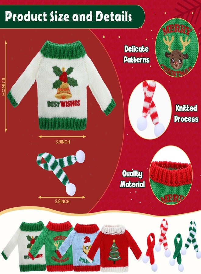 Woosytoo 12Pcs Christmas Elf Accessories Christmas Elf Doll Clothes Colorful Doll Skirts Scarves Sweaters Handmade Knitted Clothing with Xmas Tree Bells Elk Xmas Outfit, Dolls Not Included - Image 4