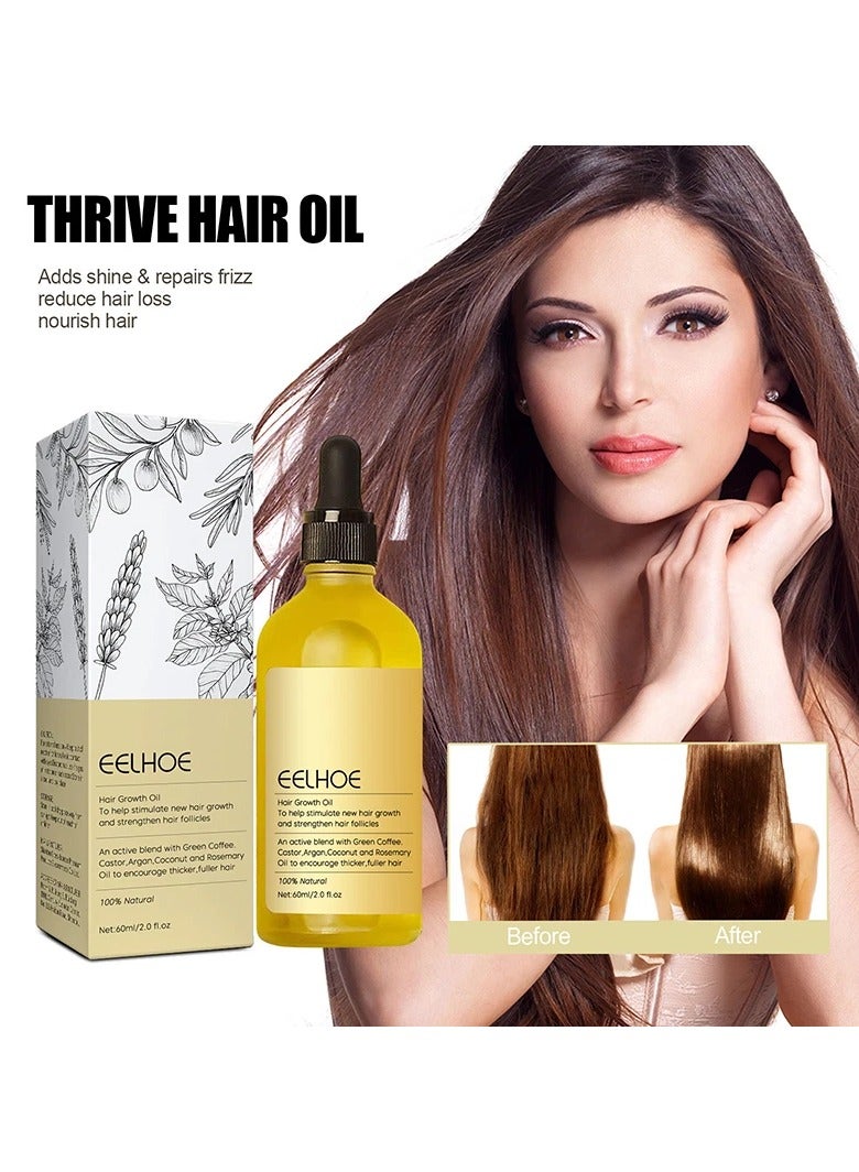 EELHOE زيت نمو الشعر الطبيعي الجديد، زيت نمو الشعر الطبيعي النباتي 60 مل - Image 2