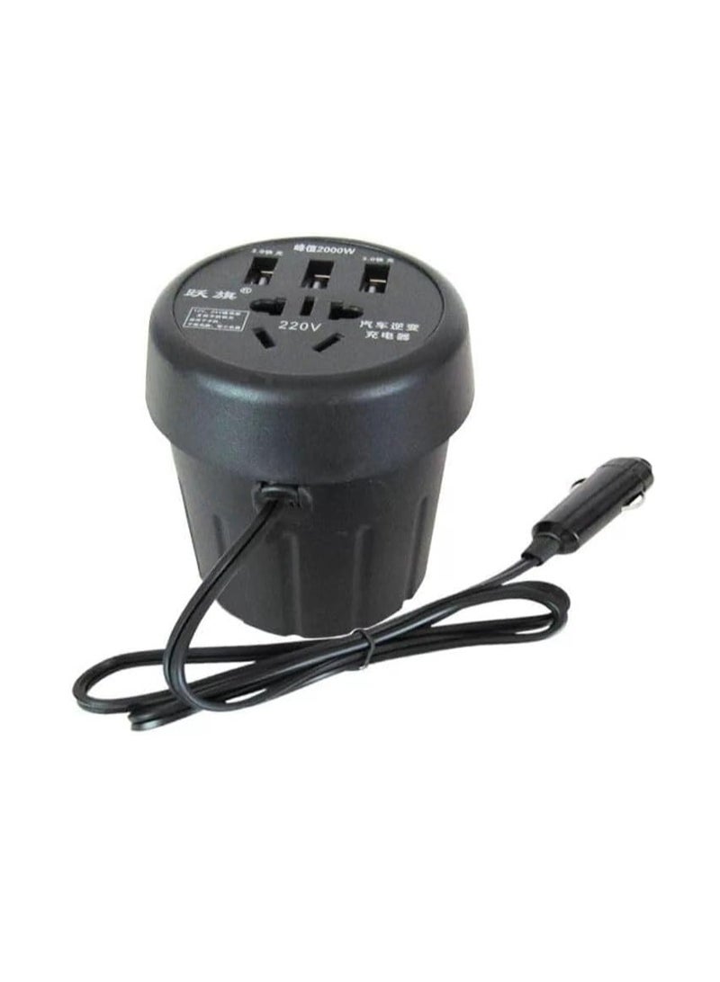 200W Car Voltage Inverter DC 12-24V to 110V-220V with 2 USB Ports, Cigarette Lighter Socket Converter for Business and Holiday Drives Code 6946 - Image 1