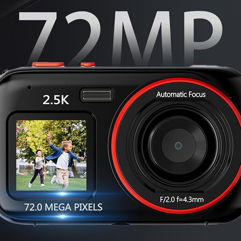 Asixxsix 72MP Digital Camera Dual Screen 16X Zoom Auto Focus Anti Shake Black - Image 4