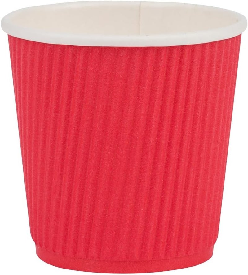 Restaurantware 500-CT Disposable Red 4-OZ Hot Beverage Cups with Ripple Wall Design: No Need for Sleeves - Perfect for Cafes - Eco-Friendly Recyclable Paper - Insulated - Wholesale Takeout Coffee Cup - Image 2