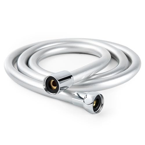 OFFO Ultra-Flex Shower Hose, Premium RV PVC Handheld Shower Head Hose Flex Hoses Extension with Brass Insert and Nut for Bathing Pet Bathing, 60 in Silver Gray - Image 1