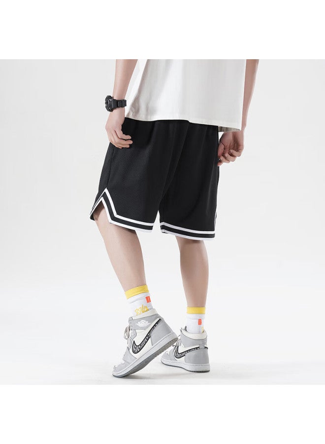 Izexx American-style Sports Shorts For Men, Summer Loose Basketball Pants, Breathable Quick-dry Casual Five-point Shorts, Iz56 Black M - Image 5