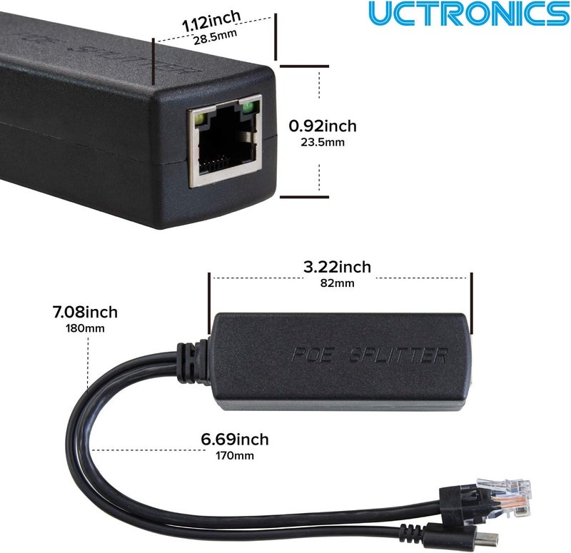 UCTRONICS PoE Splitter USB-C 5V - Active PoE to USB-C Adapter, IEEE 802.3af Compliant for Raspberry Pi 4, Google WiFi, Security Cameras, and More - Image 3