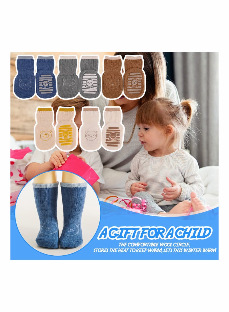 SYOSI Baby Socks SYOSI 5 Pairs Non Slip Toddler Newborn Socks for Girls Boys Thick Cotton Ankle Socks Cute Warm Crew Floor Socks for Kids 1 to 3 Years - Image 2