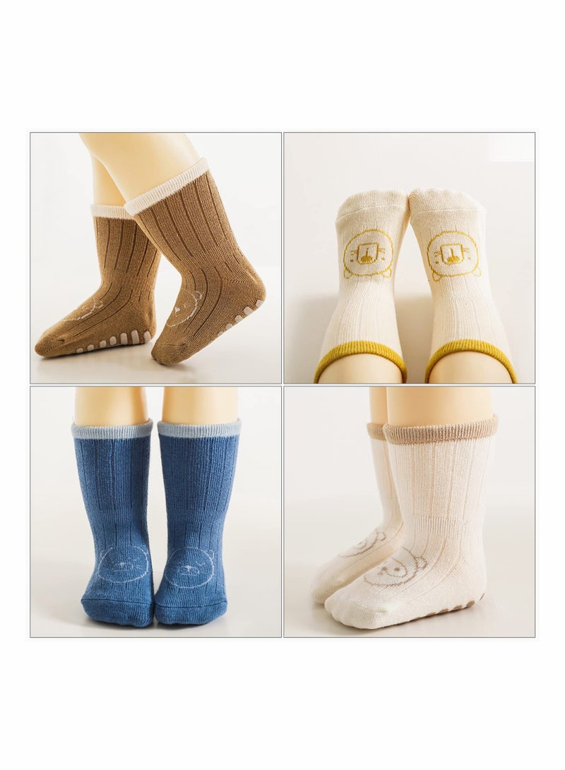 SYOSI Baby Socks SYOSI 5 Pairs Non Slip Toddler Newborn Socks for Girls Boys Thick Cotton Ankle Socks Cute Warm Crew Floor Socks for Kids 1 to 3 Years - Image 3