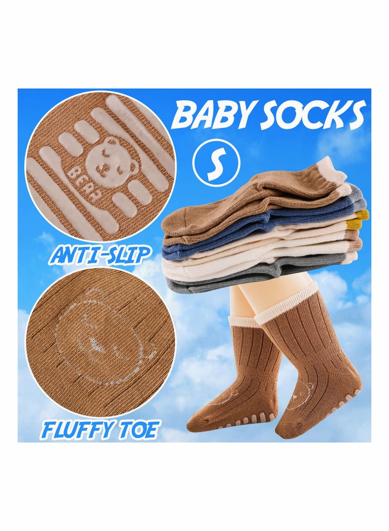 SYOSI Baby Socks SYOSI 5 Pairs Non Slip Toddler Newborn Socks for Girls Boys Thick Cotton Ankle Socks Cute Warm Crew Floor Socks for Kids 1 to 3 Years - Image 4