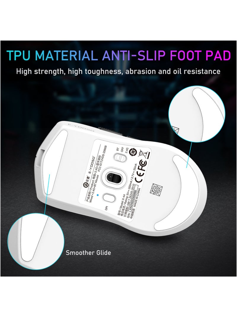 E-YOOSO X-44 1K Wireless Gaming Mouse, 49g Superlight, 26000 Dpi Paw9339, Bluetooth 5.1/2.4G/Wired Programmable Game Mice for Gaming/Office - Image 5