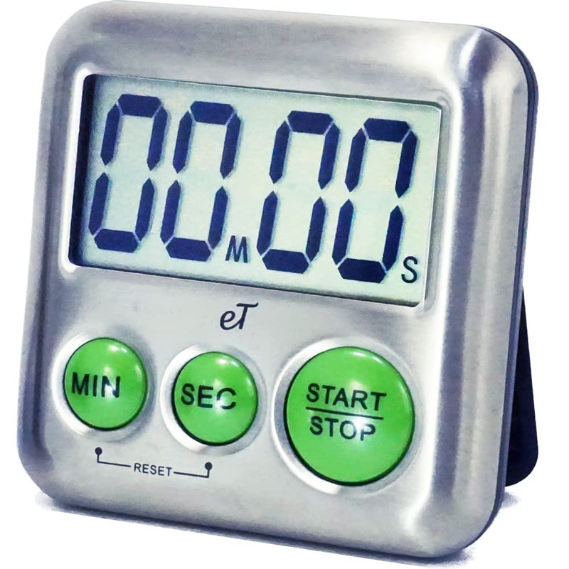 Elegant Digital Kitchen Timer Stainless Steel  Lime  Strong Magnetic Back  Kickstand  Loud Alarm  Large Display  Auto Memory  Auto ShutOff Lime