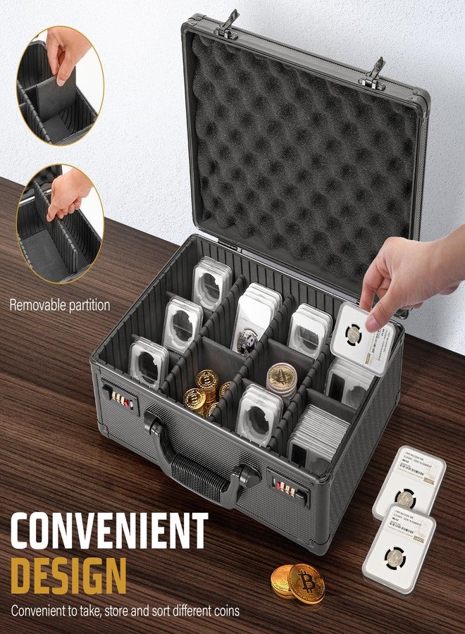LOCKCURX Coin Storage Box - Holds 120 NGC/PCGS Slabs, Combination Lock Secure Coin Case, Ideal for Storage, Transport & Organization of Valuable Coin Collection Supplies, Black - Image 2