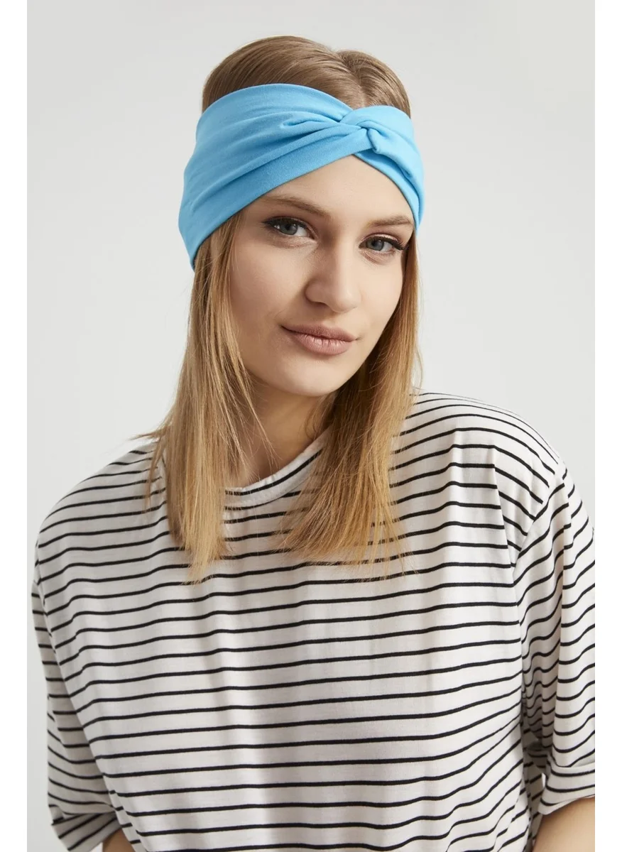 Butikgiz Ocean Blue, Boutique Design Women's Bandana Hair Band, Extra Soft, Flexible, Natural, Combed Cotton