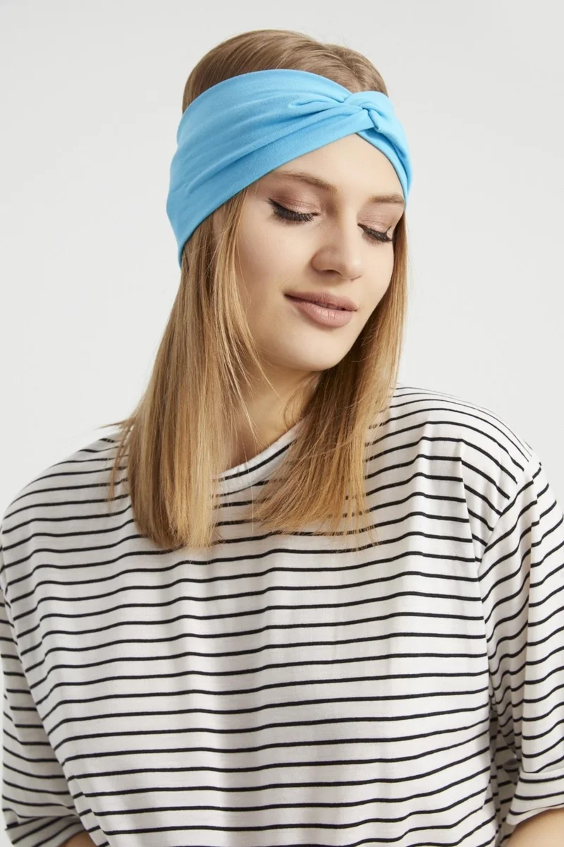 بوتيكجيز Ocean Blue, Boutique Design Women's Bandana Hair Band, Extra Soft, Flexible, Natural, Combed Cotton