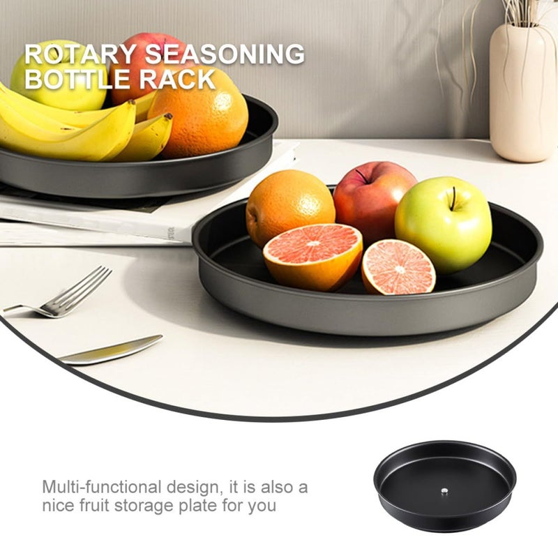 Baluue Rotary Spice Rack Black Small Size Metal Seasoning Jar Tray Kitchen Storage Organizer Turntable For Countertop - Image 4