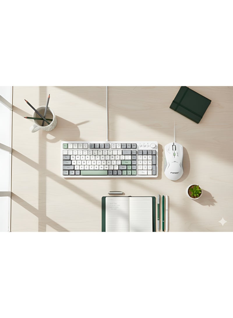 Forev FV-908 Rainbow Backlit Gaming Keyboard and Mouse Combo – Professional Design with 6D Color Backlighting and Adjustable DPI – White x Gray - Image 5