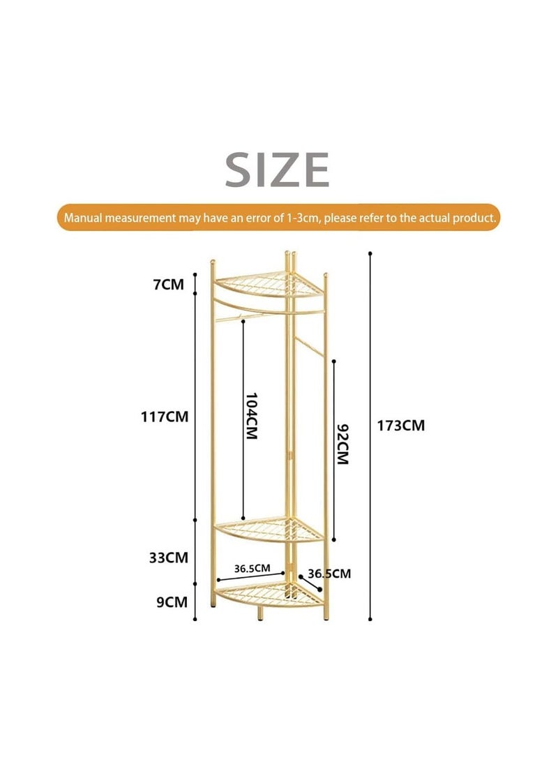 Freestanding Coat Rack Metal Tree Stand Rack Hanger for Home Entryway Living room and Bedroom Corner Hanging Clothes Scarves Backpacks Umbrellas Bags Hats (Golden)  - Image 2