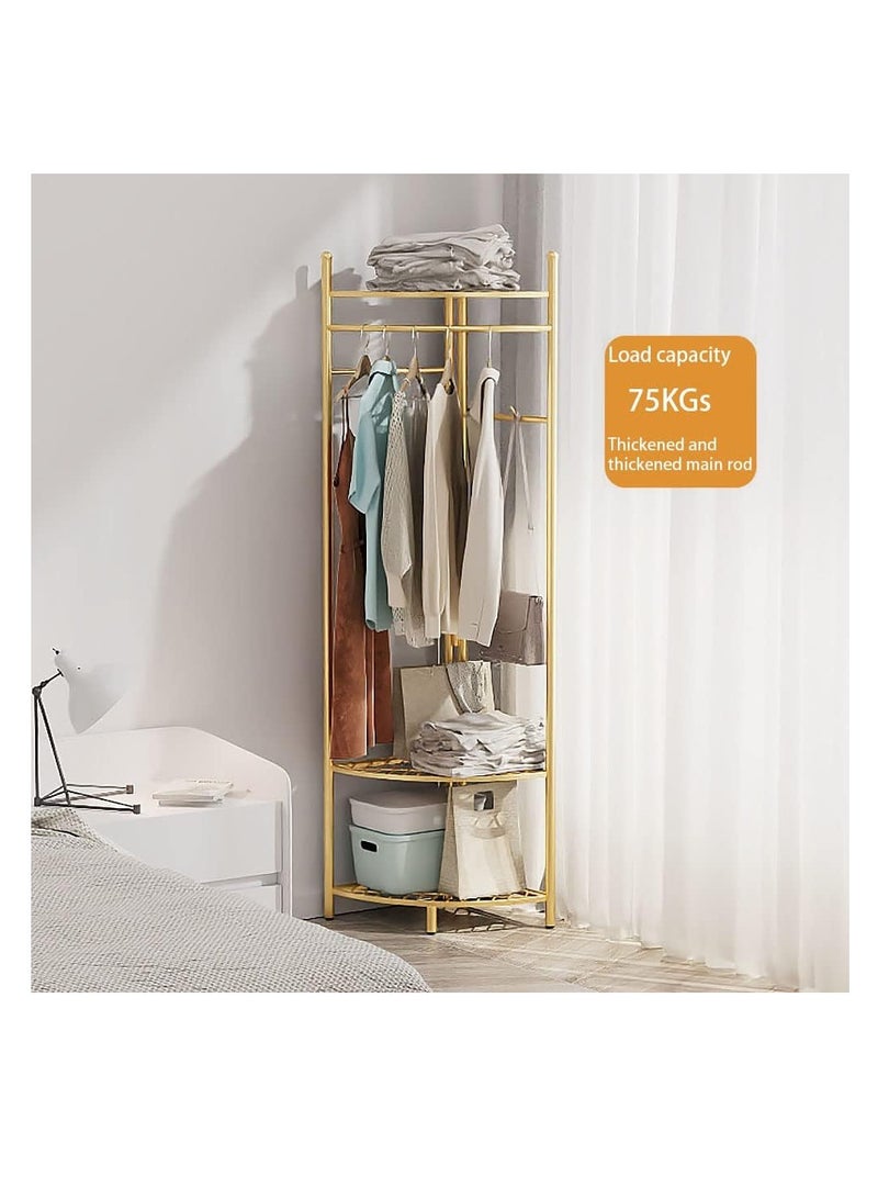 Freestanding Coat Rack Metal Tree Stand Rack Hanger for Home Entryway Living room and Bedroom Corner Hanging Clothes Scarves Backpacks Umbrellas Bags Hats (Golden)  - Image 4