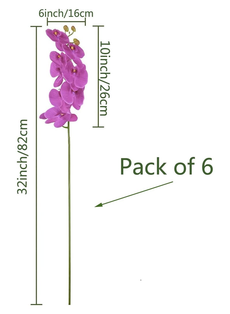 Excefore Artificial Phalaenopsis Flowers 6 Pcs Artificial Orchid Flowers Stem Plants - Image 3