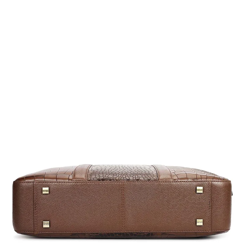 Da Milano  Croco Leather Laptop Bag - Walnut  | Best Price UAE