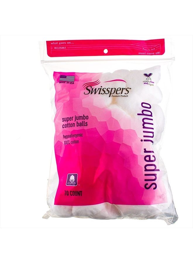 Swisspers Super Jumbo Cotton Balls, 100% Cotton, 70 ea (Pack of 4) - Image 1