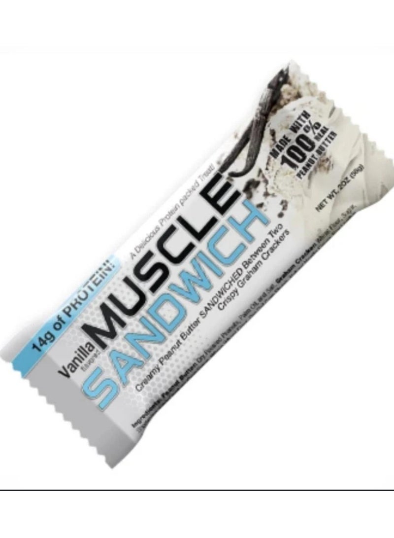 MUSCLE SANDWICH Muscle Sandwich Original Protein Bar Vanilla Pack of 12 X 56g  - Image 2