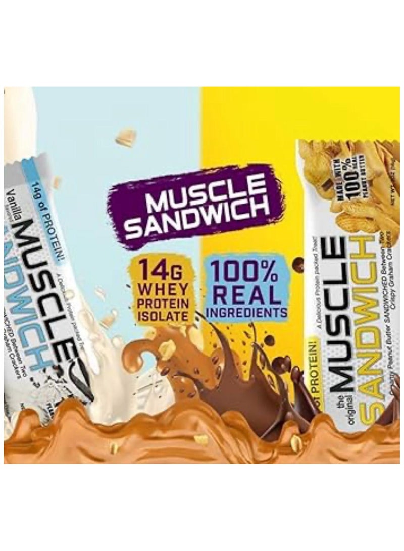 MUSCLE SANDWICH Muscle Sandwich Original Protein Bar Vanilla Pack of 12 X 56g  - Image 3
