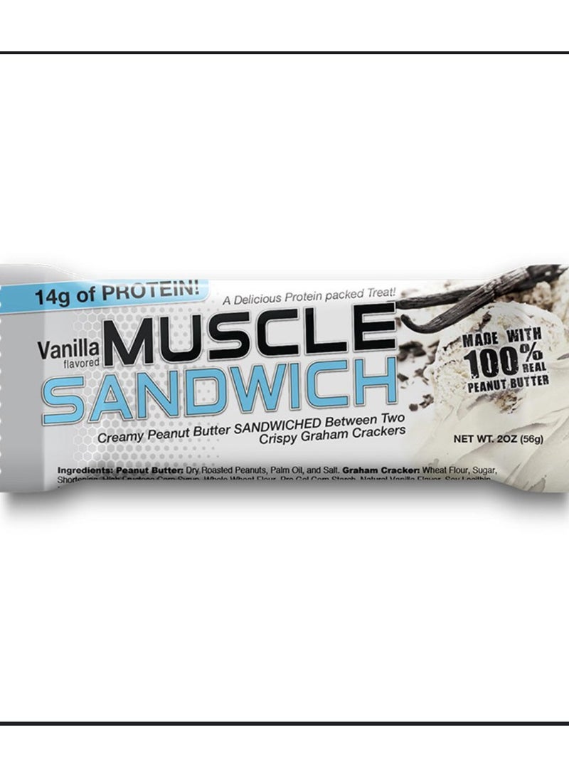 MUSCLE SANDWICH Muscle Sandwich Original Protein Bar Vanilla Pack of 12 X 56g  - Image 4