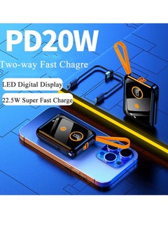 xinzhen P5 High Capacity Power Bank 10000mAh - 22.5W Fast Charging, Built-in Cable, LCD Display, Type-C & USB Ports, Comprehensive Protection pink  - Image 3