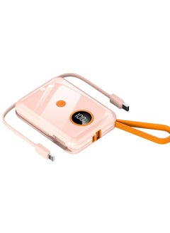 xinzhen P5 High Capacity Power Bank 10000mAh - 22.5W Fast Charging, Built-in Cable, LCD Display, Type-C & USB Ports, Comprehensive Protection pink  - Image 4