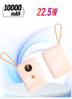 xinzhen P5 High Capacity Power Bank 10000mAh - 22.5W Fast Charging, Built-in Cable, LCD Display, Type-C & USB Ports, Comprehensive Protection pink  - Image 1