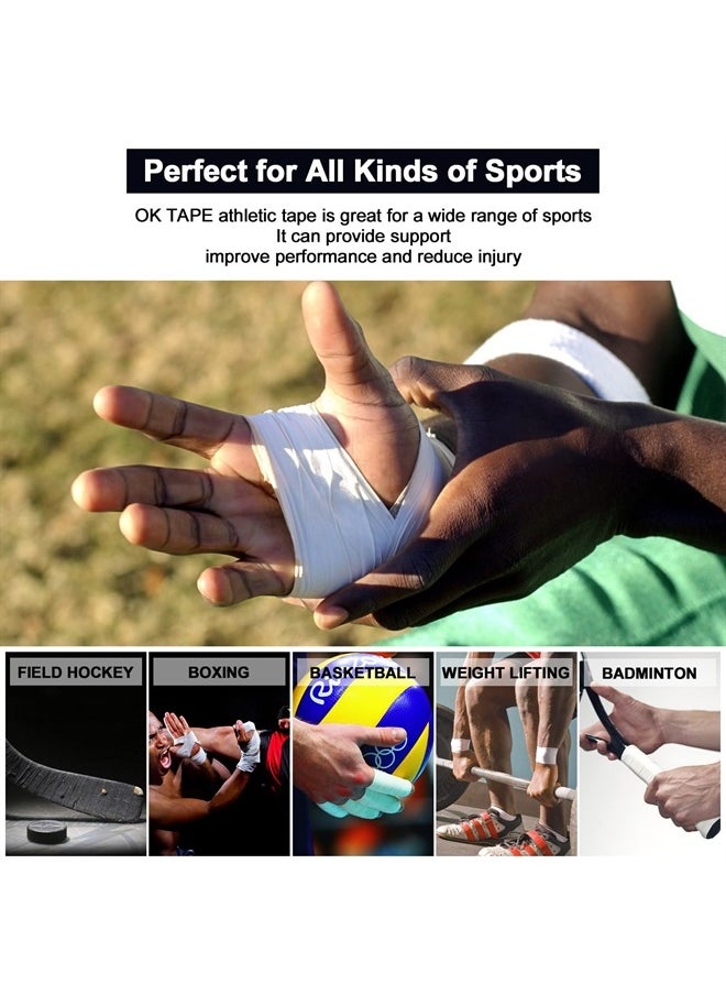 OK TAPE - Athletic Sports Tape（4 Packs) - 45ft Per Roll Very Strong Tape for Athlete & Sport Trainers & First Aid Injury Wrap, Perfect for Fingers Ankles Wrist on Bat, Hockey Stick - Black - Image 1