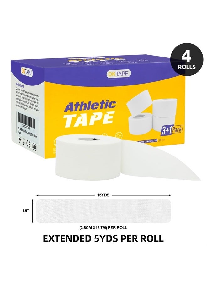 OK TAPE - Athletic Sports Tape（4 Packs) - 45ft Per Roll Very Strong Tape for Athlete & Sport Trainers & First Aid Injury Wrap, Perfect for Fingers Ankles Wrist on Bat, Hockey Stick - Black - Image 1