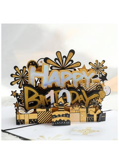 LKTOCAFT Magical Design 3D Pop-Up Card, Greeting Card for Birthday, Age DIY Birthday Card, Sturdy and Solid Cardstock Gift Card with Envelope and Thank You Card, (Black Gold)  - Image 2