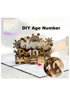 LKTOCAFT Magical Design 3D Pop-Up Card, Greeting Card for Birthday, Age DIY Birthday Card, Sturdy and Solid Cardstock Gift Card with Envelope and Thank You Card, (Black Gold)  - Image 3