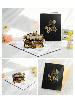 LKTOCAFT Magical Design 3D Pop-Up Card, Greeting Card for Birthday, Age DIY Birthday Card, Sturdy and Solid Cardstock Gift Card with Envelope and Thank You Card, (Black Gold)  - Image 4